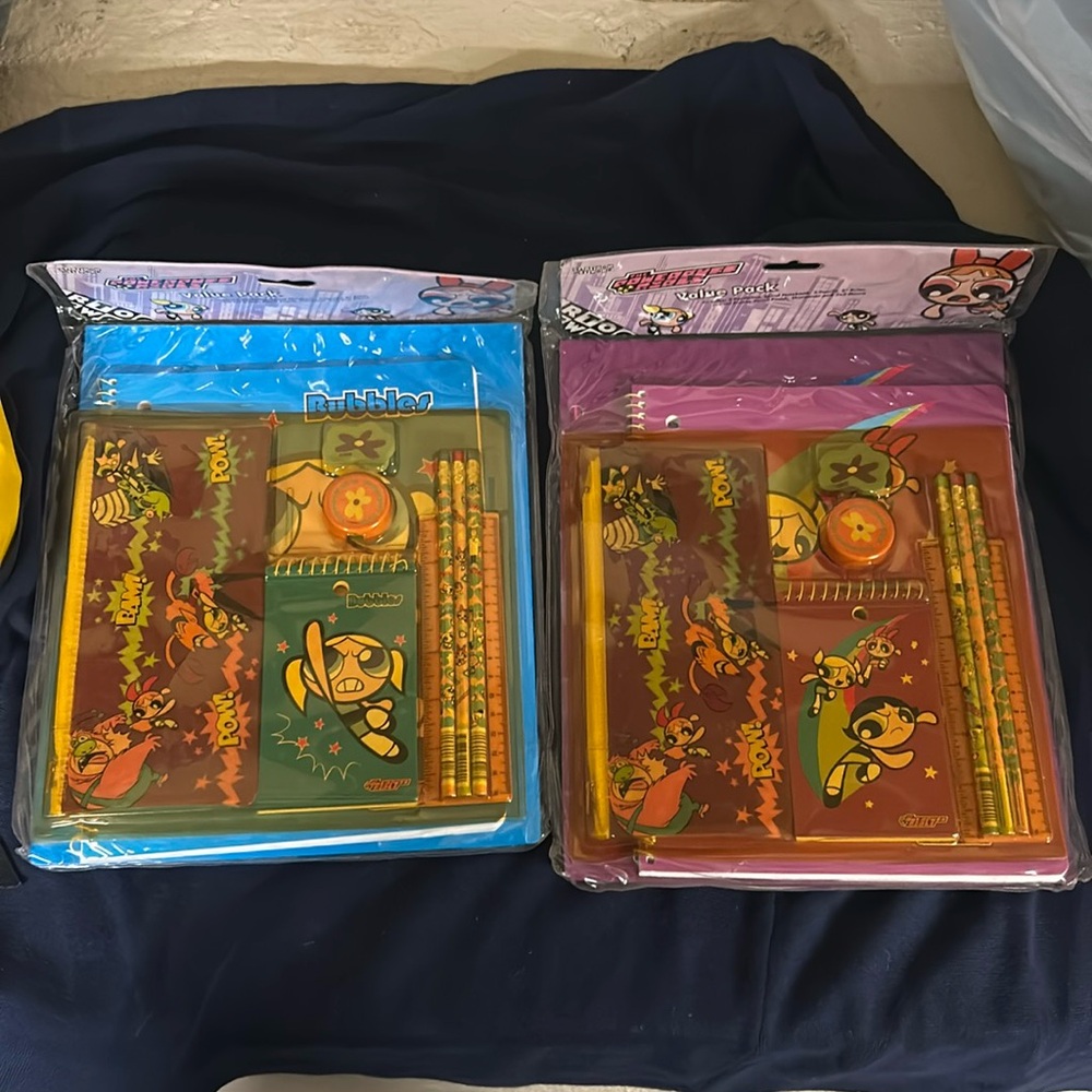 The Powerpuff Girls 1999 9pcs Stationary Set of 2 Cartoon Network Vintage Rare